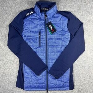 RLX Ralph Lauren Men Golf Jacket Blue Plaid Quilted Zip Up Small NWT $268 MSRP